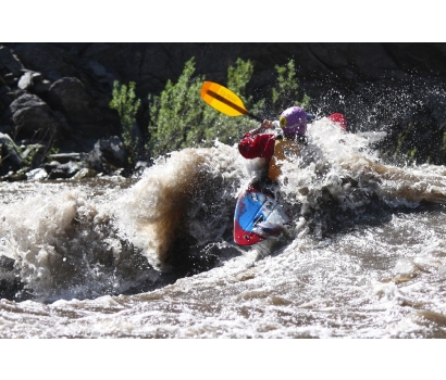 Jo Deurbrouck whitewater kayaking on the Salmon River